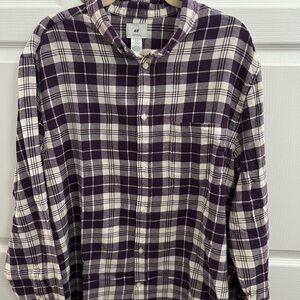 H&M Purple and White Casual Button Down Shirt
